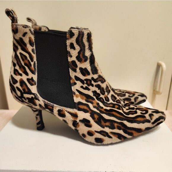 Anine Bing "Stevie" Leopard Calfshair Print Pointy Ankle Boots Sz.9/39 Ret.$449 - Picture 1 of 10